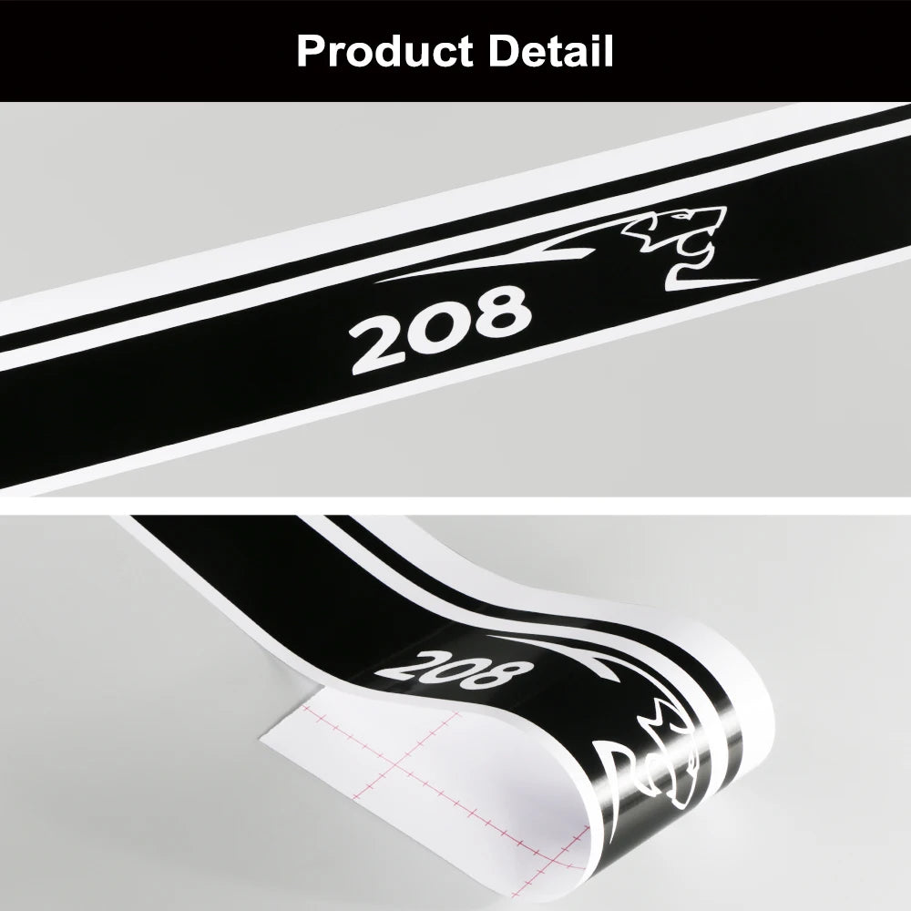 Car Door Side Stripe Decal – Vinyl Film Compatible with Peugeot 206 207 208 307 308 407 408 508 2008 5008 RCZ