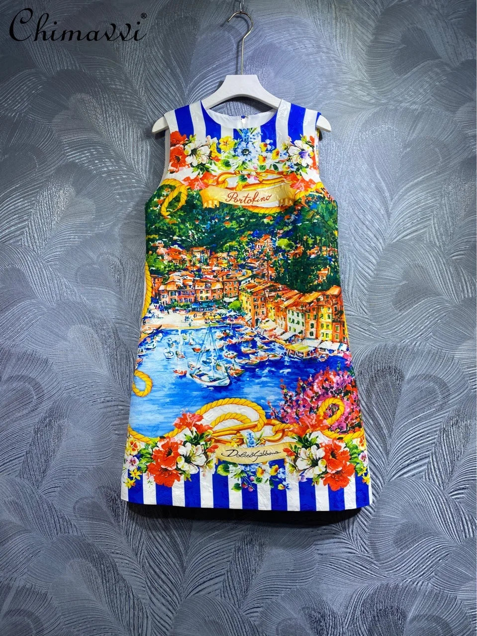 Ladies 2026 Summer Clothes New Fashion Round Neck Printed Vest Dress Retro Sleeveless Slim Fit Short Elegant Women's Dress