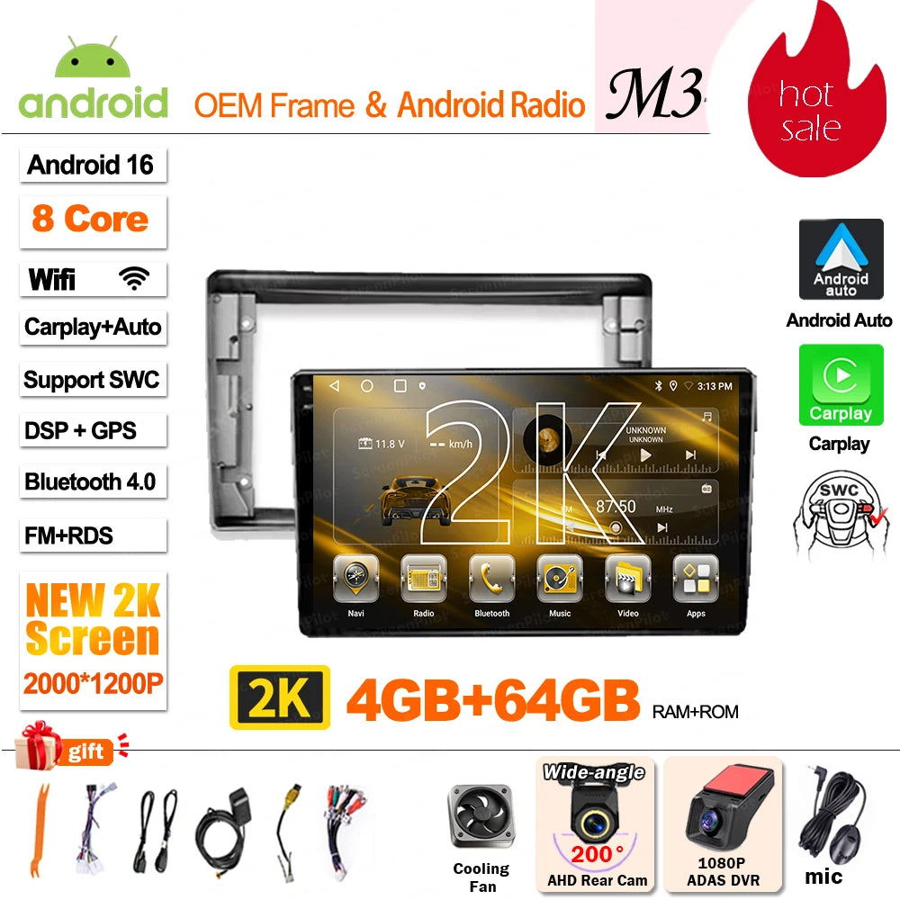For Toyota Avensis T25 2002 - 2008 Android 16 Multimedia Video Player 2 din GPS Navigation Mirror Link  Wireless Android Auto 5G