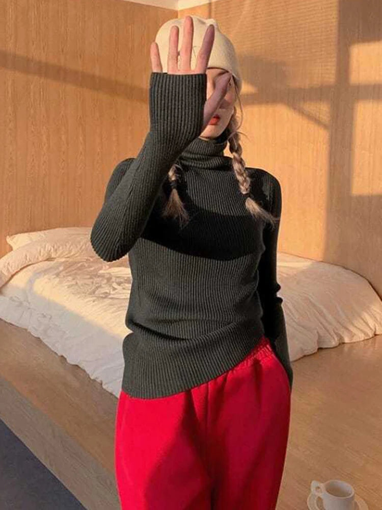 Women's turtleneck knit sweater, warm basic — view 4 of 20