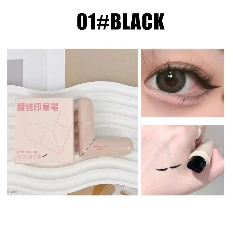 Lazy Integrated Eyeliner Stamp Dual-Head Rotatable Precise Outline Seal Lasting Waterproof Fast Drying Liquid Eye Liner Pen