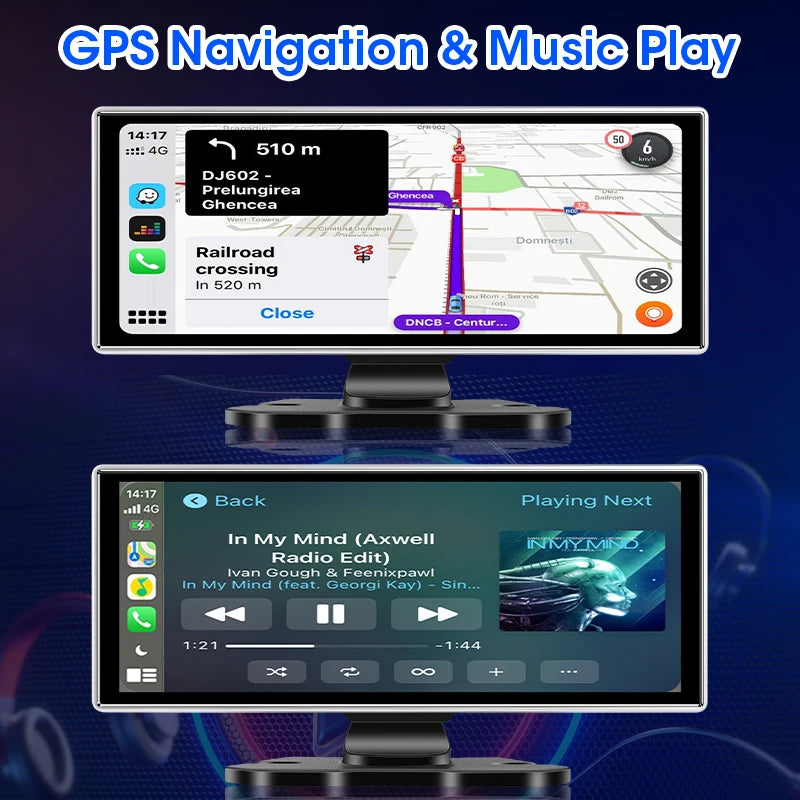 4K Dual-Lens Dash Cam with CarPlay & Android Auto