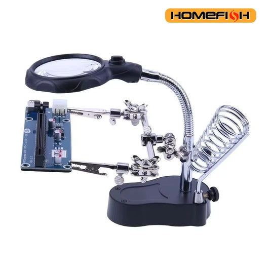 Desktop Magnifier Welding Magnifying Glass LED Holder Soldering Repair Tool Loupe Third Hand for Soldering Inspection Mirror