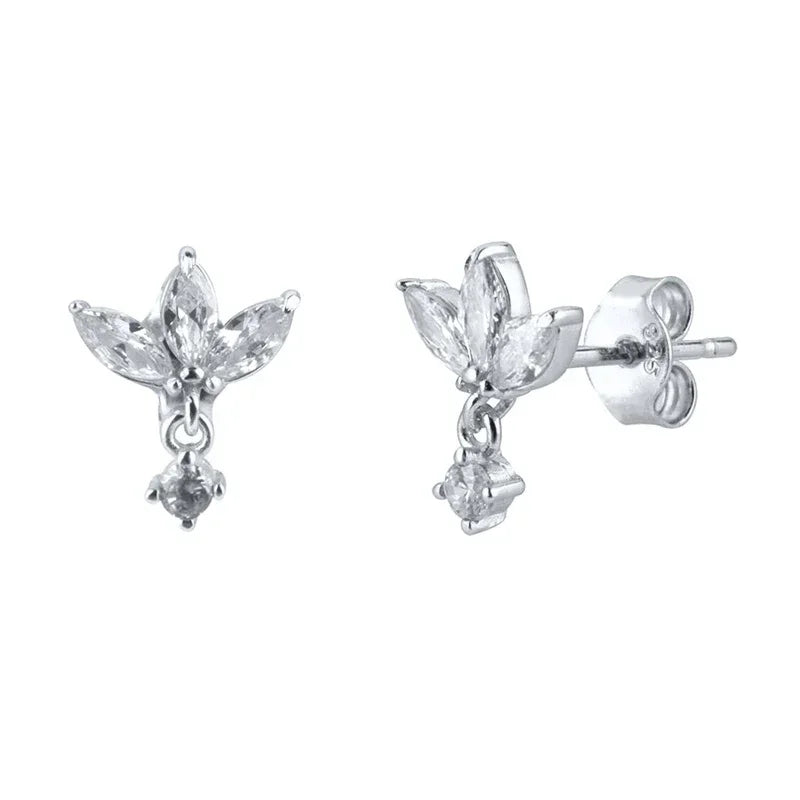 925 Sterling Silver Tassel Hoop Earrings for Women - White Zircon