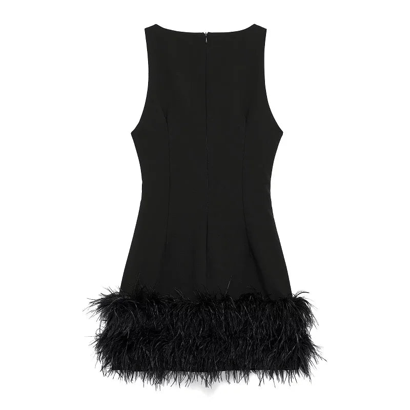 Feather Off-Shoulder Corset Mini Dress – Party Luxe
