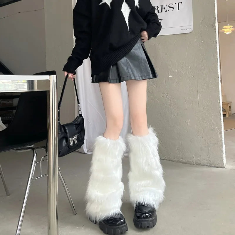 Women's Faux Fur Leg Warmers, Knee Length