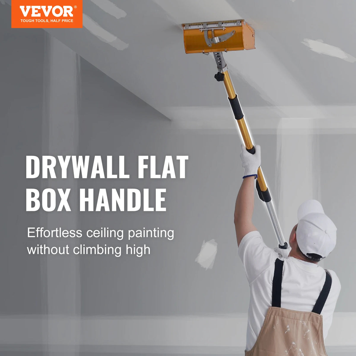 Drywall Flat Box Handle 40-64in, Adjustable Aluminium 5-Section