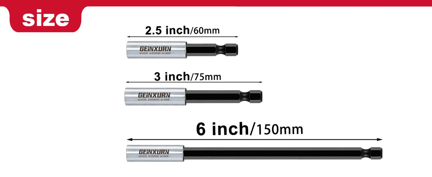 Geinxurn Mixed Screwdriver Bit Holders, Cr-V Extension Socket Drill Bit Magnetic Holder Hex Shank Quick-Change Drill Bit Guide