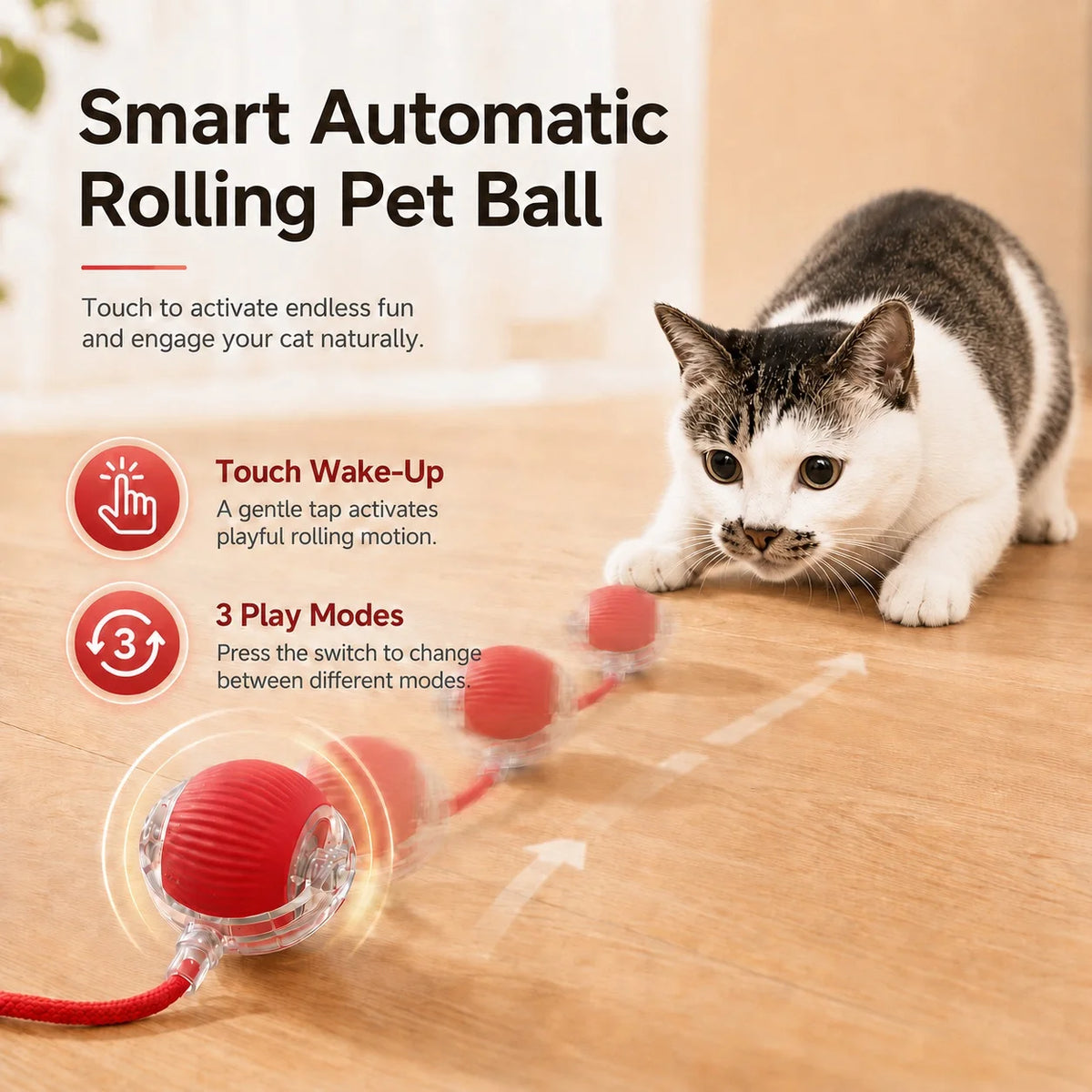 Rechargeable Rolling Cat Ball - Smart Interactive Toy – photo 3
