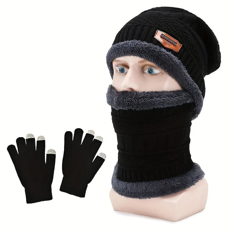 Unisex Knit Skull Cap, Scarf & Touchscreen Gloves - Winter Set - photo 6