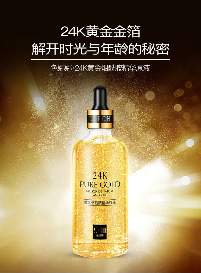 24K Gold Hyaluronic Acid Nicotinamide Face Serum Moisturize Softening The Skin, Preventing Dryness and Cracking Facial Essence