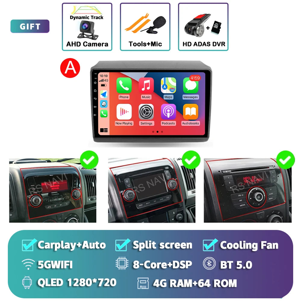 Android 16 For Fiat Ducato Peugeot Boxer Citroen Jumper 2006-2022 2K QLED Android Car Radio Multimedia stereo Player GPS CarPlay