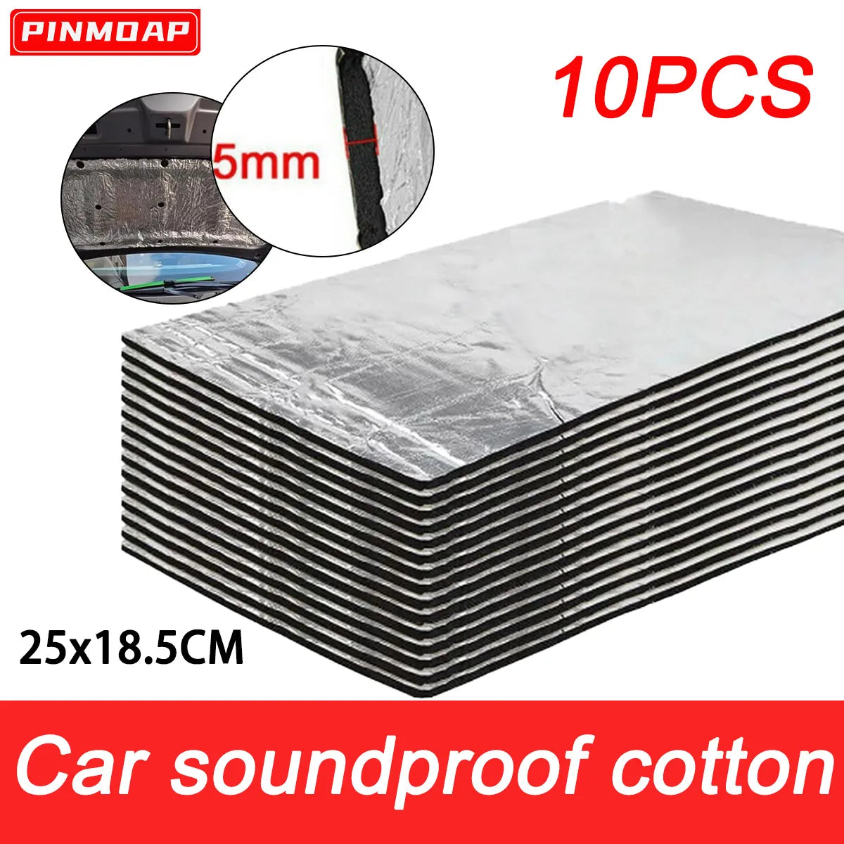 Self-Adhesive Car Soundproofing Foil Pads, 25 x 18.5 cm - 10 Pack