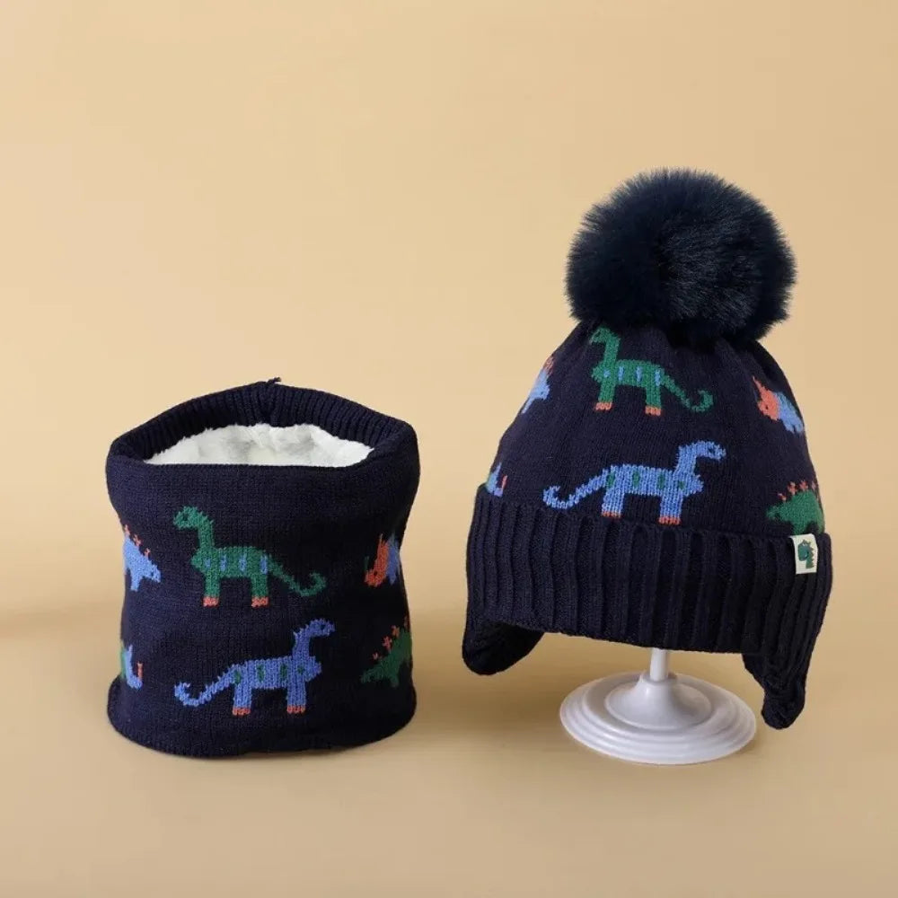Kids Ear Flap Beanie & Scarf Set - Soft Knit Winter Hat 2 Piece - photo 6