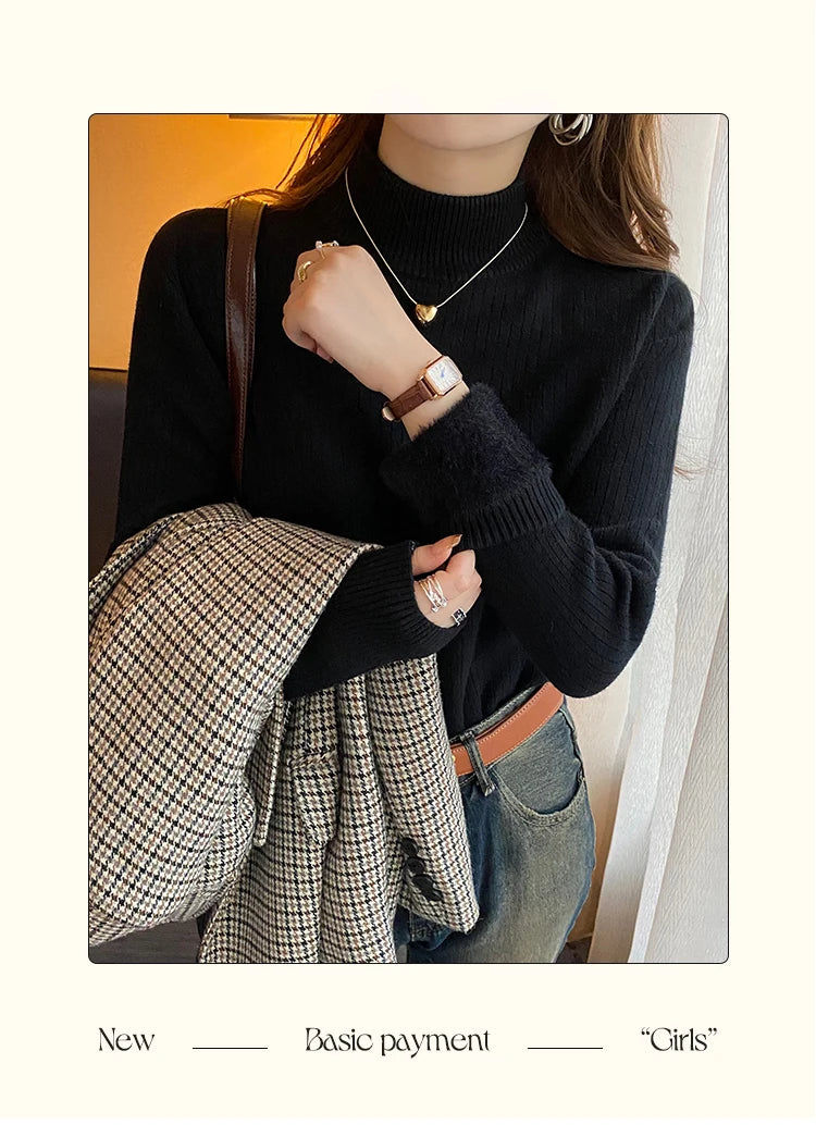 Women's Thermal Turtleneck Top — Velvet-Lined Base Layer
