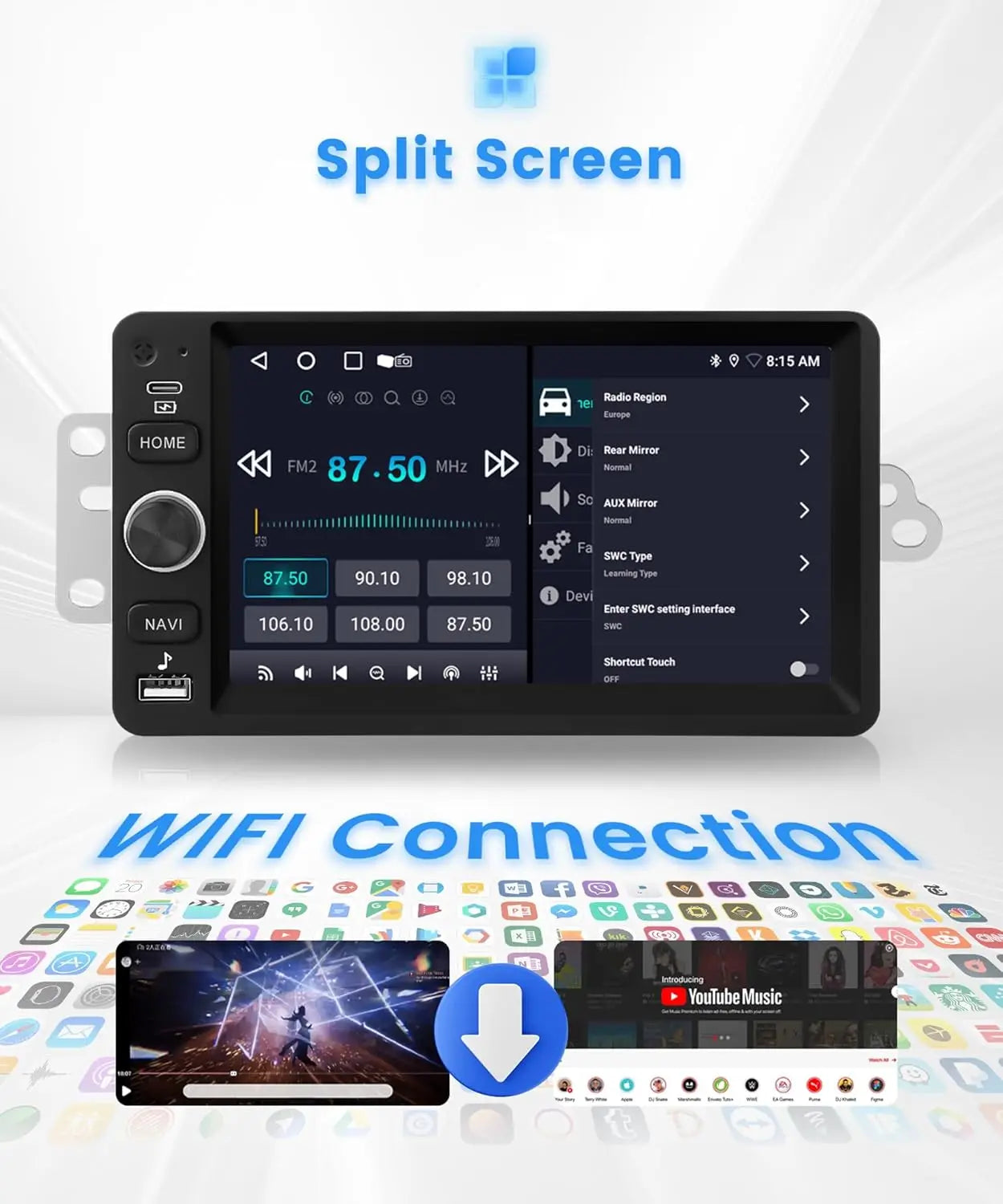 7inch Android 13 Touch Screen Car Stereo Radio 2+64GB GPS Navigation For Chevy Silverado 1500/2500/3500 2003-2006 Tahoe 2003-2006 GMC Sierra 1500/2500/3500 2003-2006 Yukon 2004-2006 Support CarPlay Backup Camera Bluetooth AHD