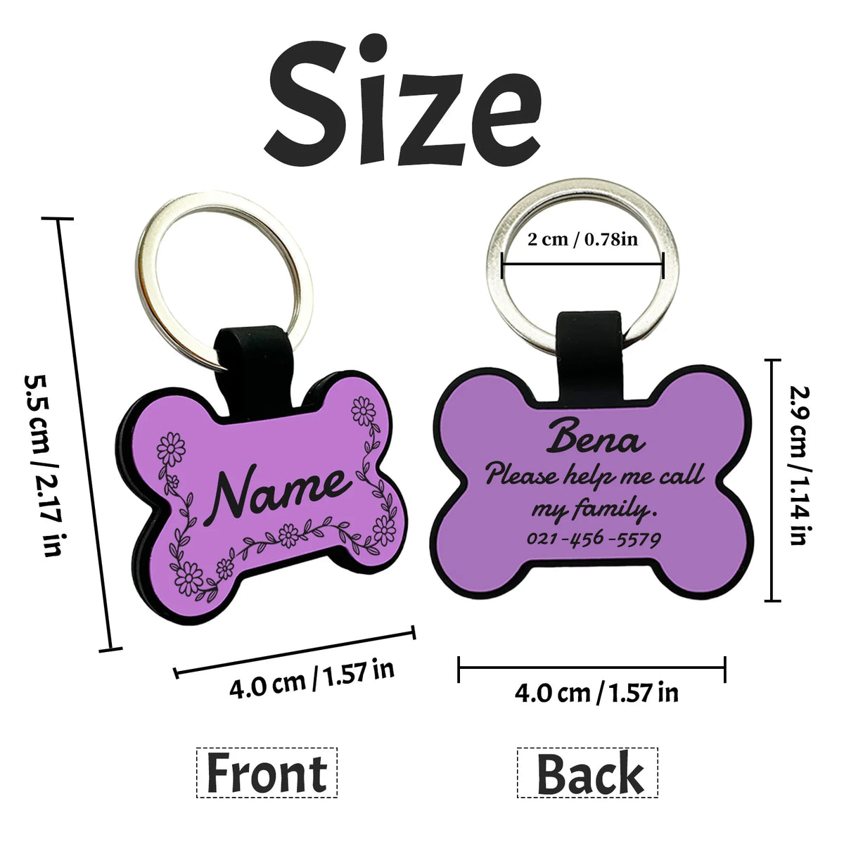 Silicone Bone Pet ID Tag - Double-Sided Engraved, Anti-Lost – photo 2