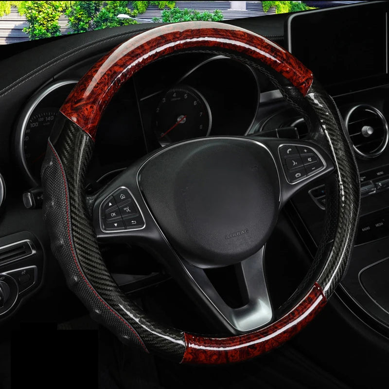 Car Truck PU Leather Embossed Steering Wheel Cover Steering-Wheel For Auto Diameters 36 38 40 42 45 47 50CM 7 Sizes to Choose