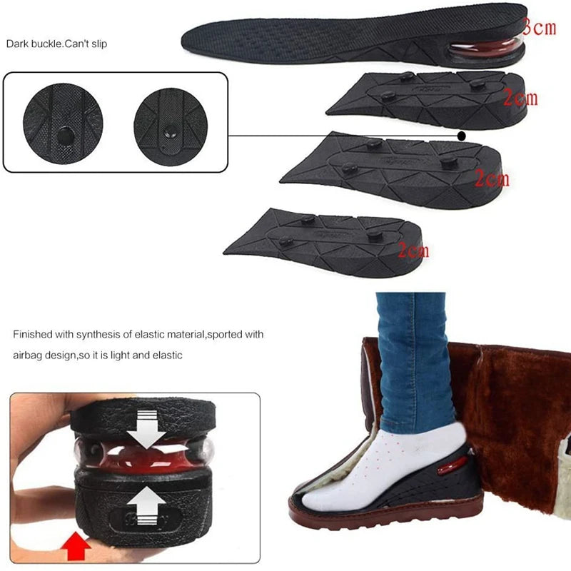 Height Increase Insoles Air Shoe Cushion Lift Insert Men Women 3-9cm Invisible Variable Insole Adjustable Cut Taller Support Pad