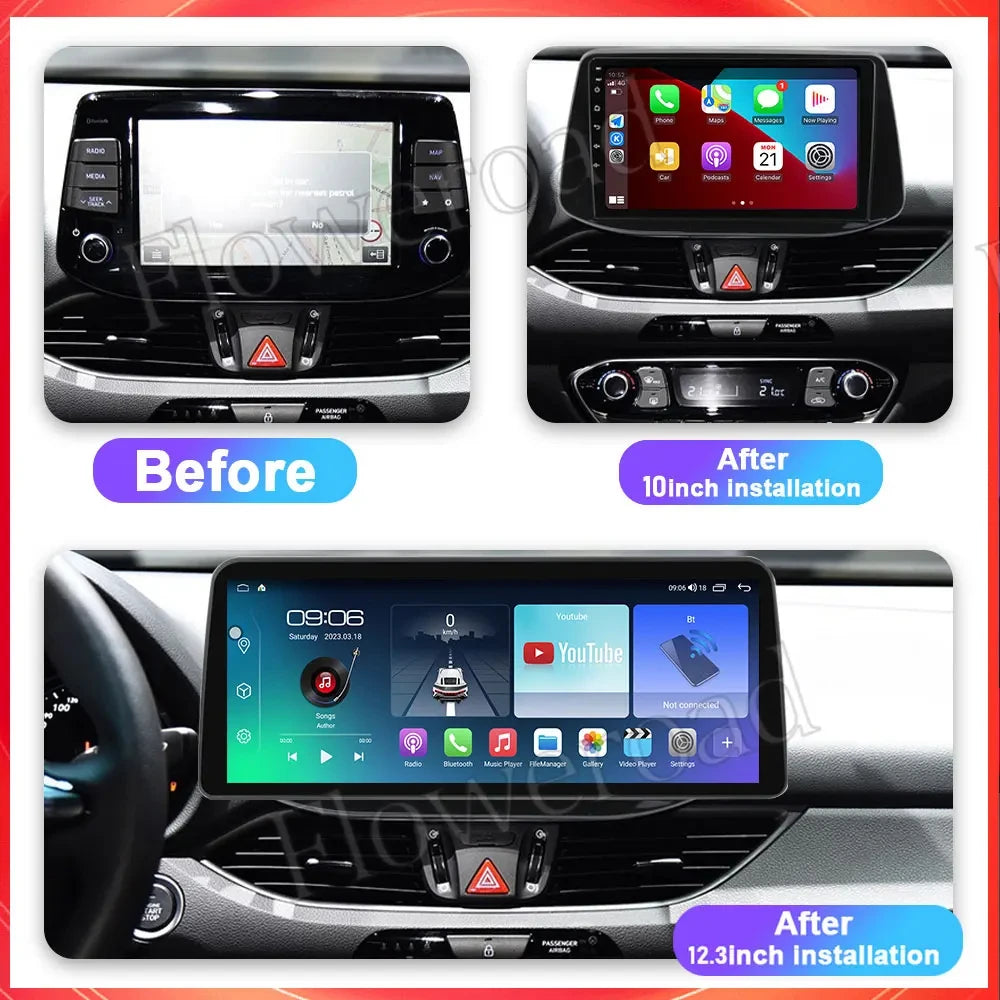 12.3" Car Stereo with Apple CarPlay & Android Auto, Compatible with Hyundai i30 (2017-2020)