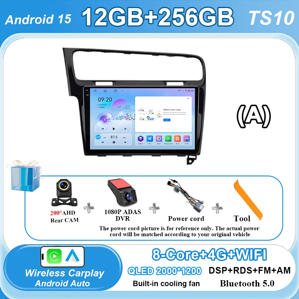 Car Stereo with Apple CarPlay & Android Auto, Compatible with VW Golf 7 (2012-2020)