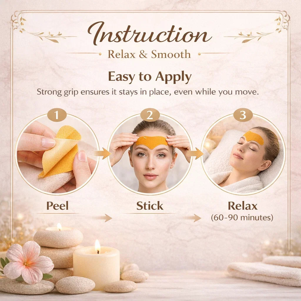 Forehead Wrinkle Patches 10Pcs Facial Smoothing Strip for Frown Lines and Lines Anti Wrinkle Face Tape with Jojoba Oil Skin Lift