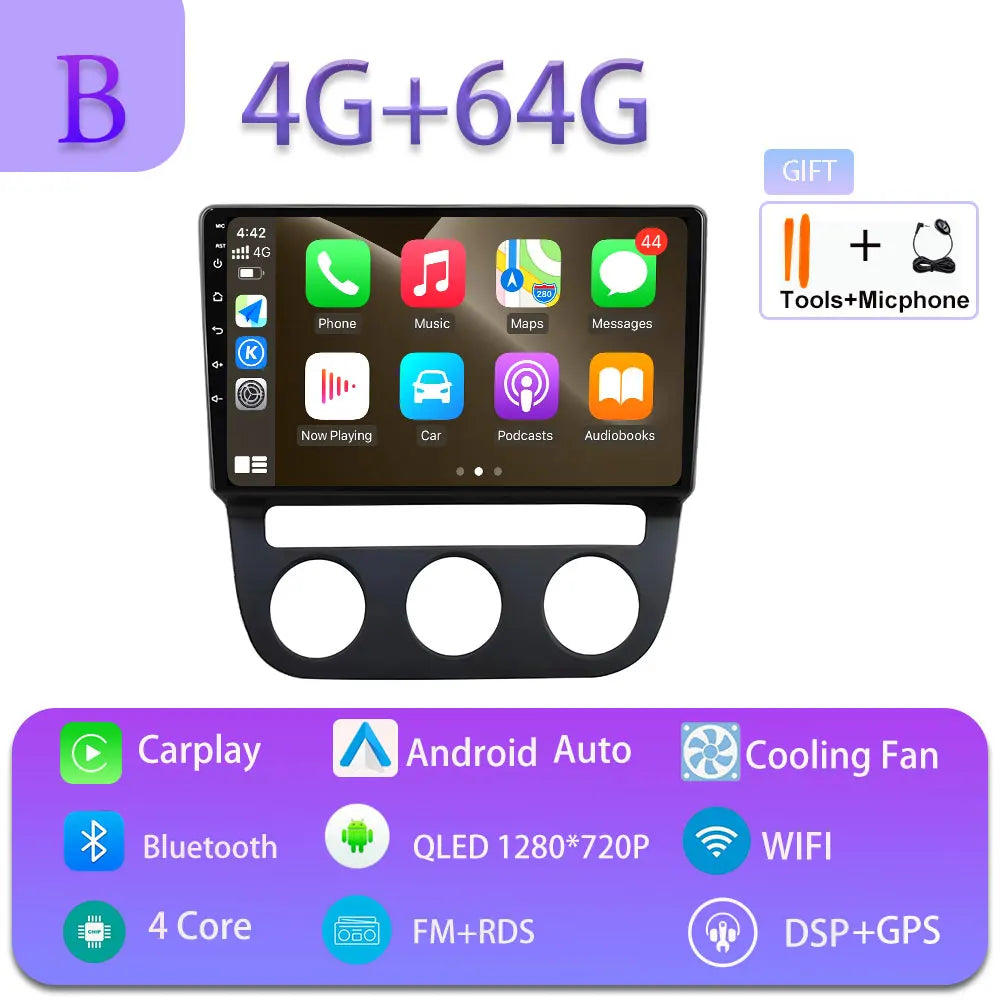 Android Car Stereo for VW Golf Mk5, Jetta GLI, Rabbit 1K (2006–2010) — CarPlay, Android Auto, GPS, 4G, WiFi