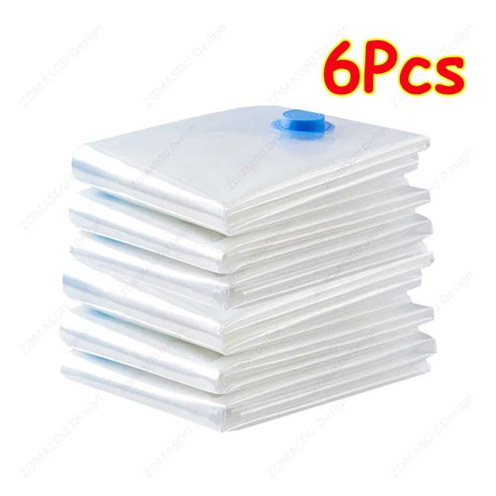 1-24Pcs Reusable Vacuum Storage Bags Vacuum Seal Bag Folding Compressed Organizer Bag Space Saving Bags For Clothes Bedding