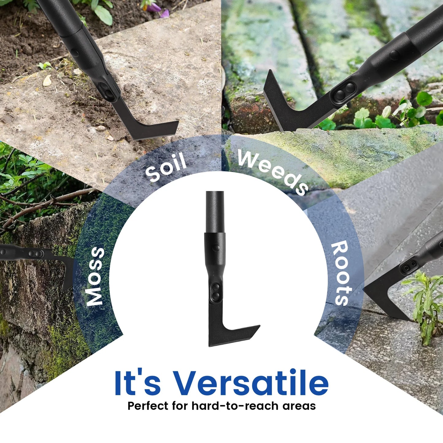 Crack Weeder Tool Long Handle Crack Weeder Crevice Weeding Tool L Shaped Multiple Sharp Blades Efficient Weeding for Narrow Spac