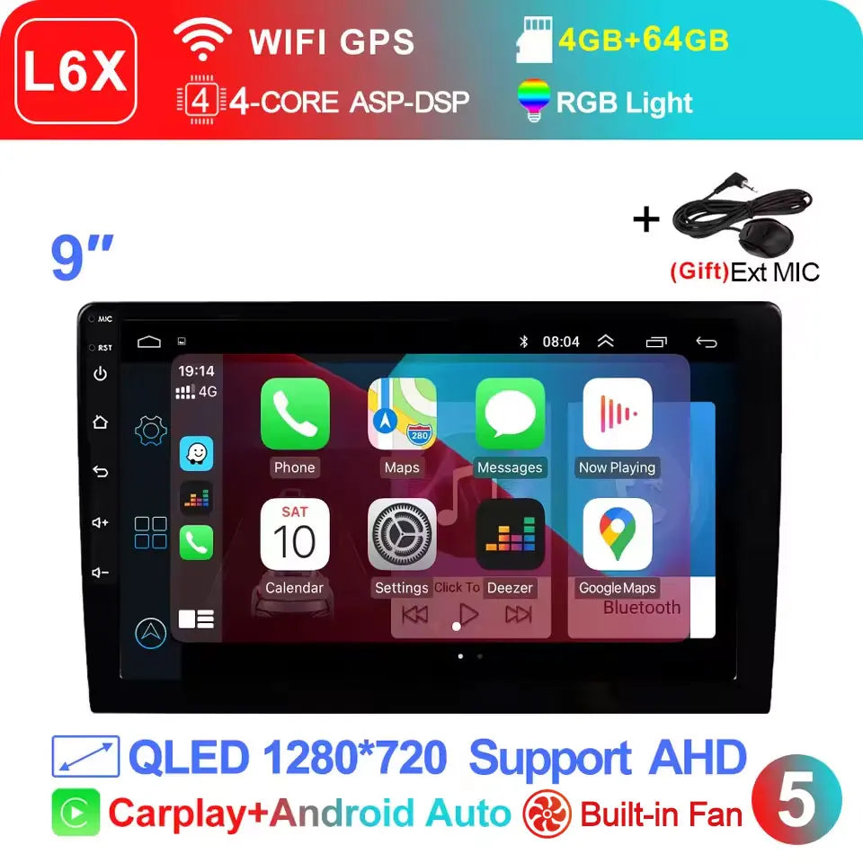 LEHX Universal 2-DIN Android Car Stereo (7"/9"/10") — Wireless CarPlay, Android Auto, GPS, 4G, WiFi