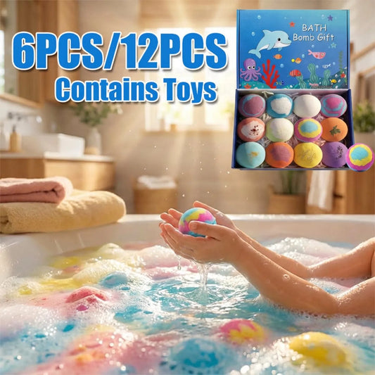 Surprise Toy Bath Bombs Set - 6 or 12 Pack Ocean Theme Bubble Bath Fizzies