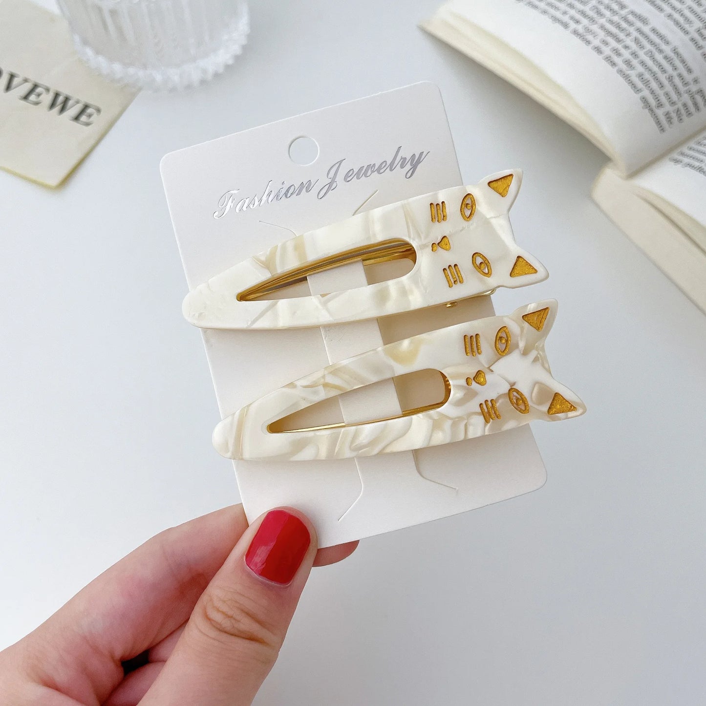 UXSL Girls Hairpins Cute Cat Acetate Hair Clips Headdress Womens Water Drop Leopard Print Barrettes Hair Accessories Gift