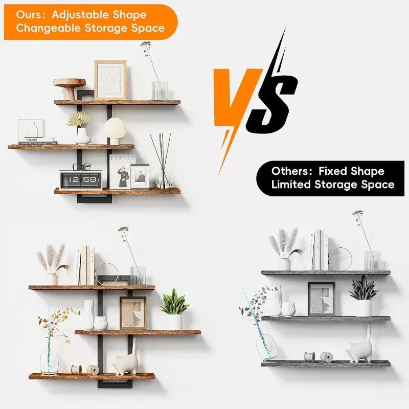 Floating Shelves for Wall, Wood Wall Shelves for Bathroom, 3 Tier Shelves for Wall Decor, Decorative Hanging Storage Shelf