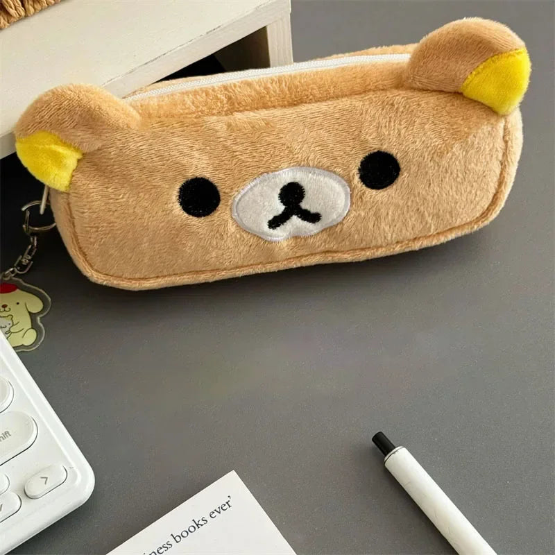 Cute Cartoon Bear Pencil Cases For Kids Girls Kawaii Rilakkuma Pencil Pouch Organizer Pen Bag School Stationeries Gifts Ins