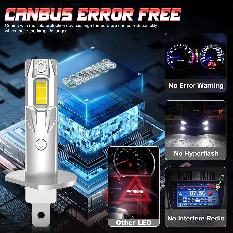 H1 LED Headlights 5300W 16PCS CSP H4 High Low Beam H7 LED Wireless CANbus Error Free Auto Light Fanless Mini 12V Super Bright
