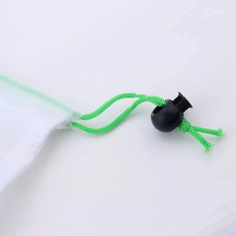 FAIS DU 5pcs Mesh Reusable Storage Bags Comes With Logo Fruit Vegetable Home Washable Bags Kitchen Storage Bags Storage Supplies