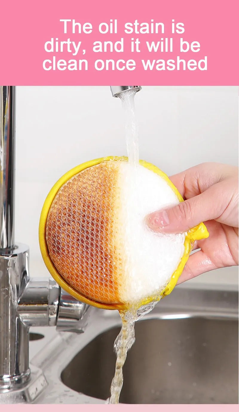 Kitchen Double-Sided Dishwashing Sponge Reusable Brushing Pots Wipes Pans Cleaning Cloth Home Grease Removal Dishwashing Cloth