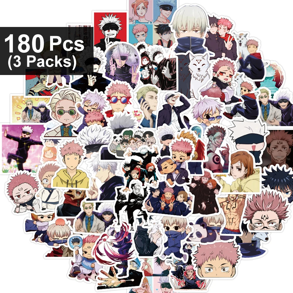 30/60/180pcs Cartoon Jujutsu Kaisen Stickers Cute Decals Toy Stationery Guitar Phone Bicycle Laptop Luggage Car Graffiti Kids