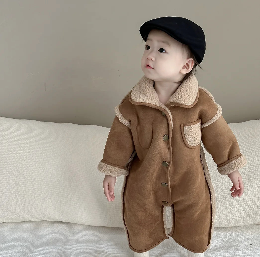 Baby Sherpa Romper - Double-Sided Thick Winter Jumpsuit - photo 5