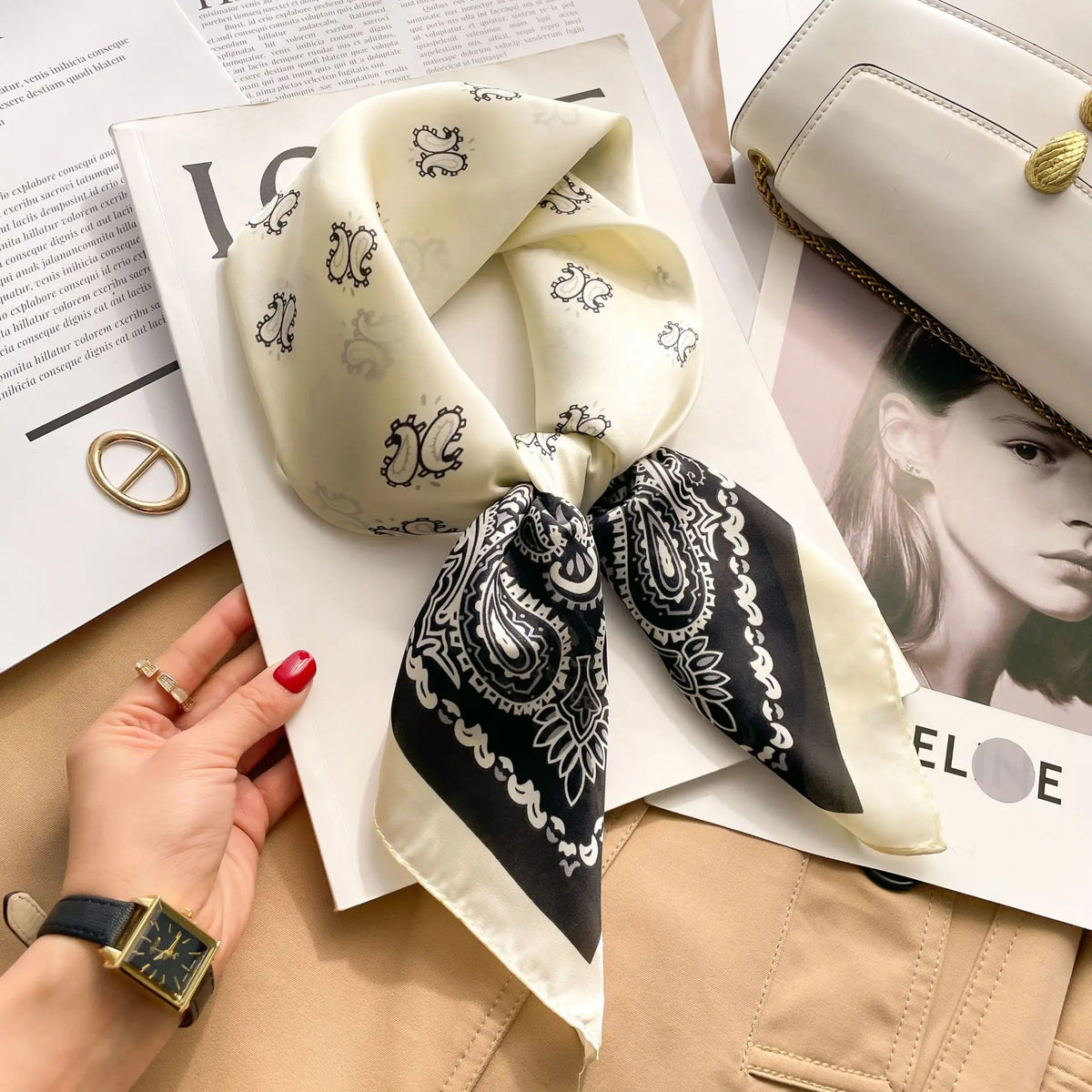Women's Silky Square Headscarf - 70cm Satin Neckerchief & Bag Scarf - photo 8