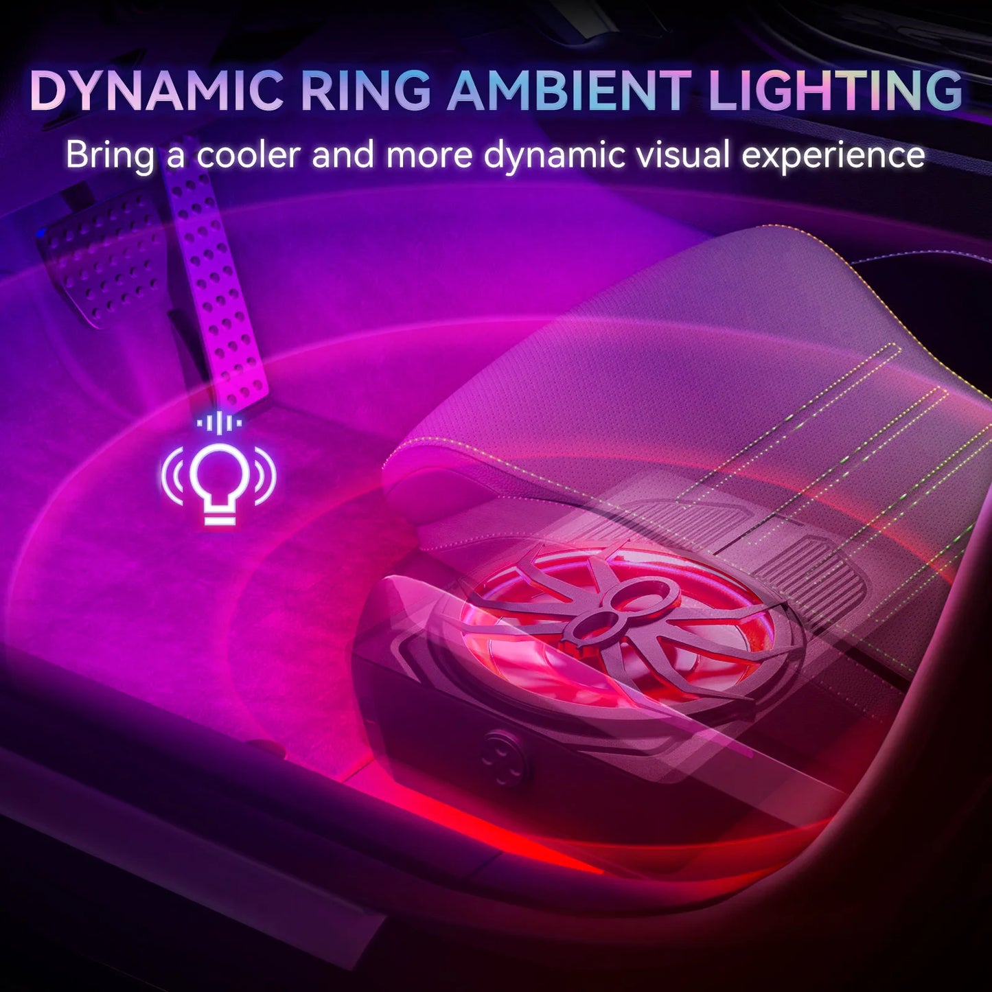 10 Inch Car Speakers Active RMS 80W Stereo Pure Bass Installed Under The Seat Ultra-Thin Subwoofer APP Control Colorful Light