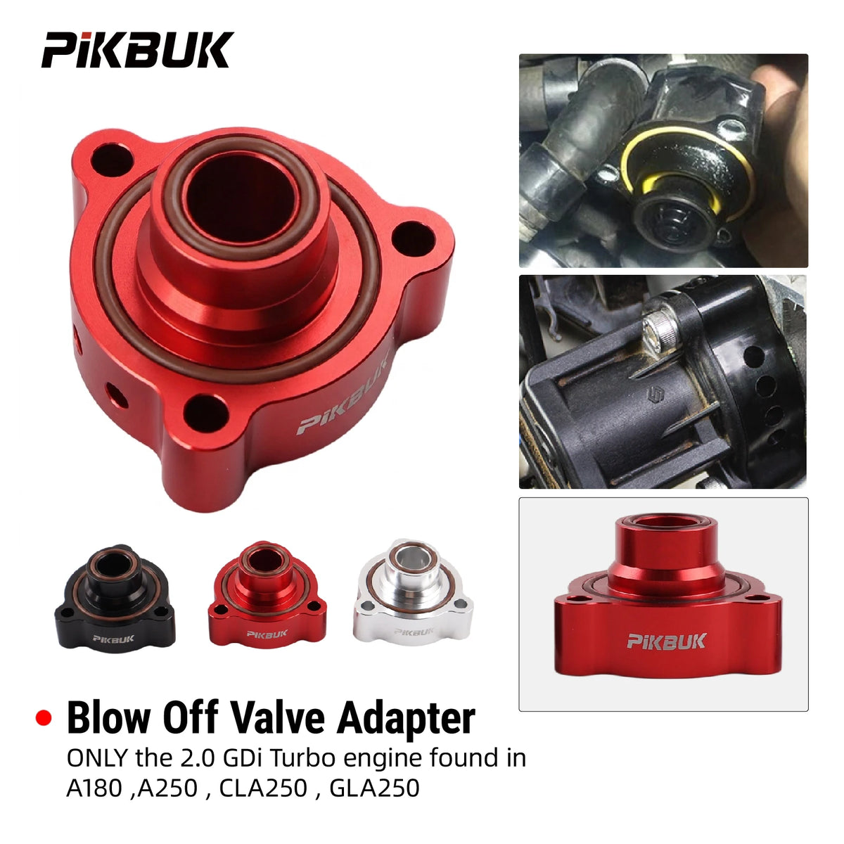 PIKBUK Auto Blow Off Valve (BOV) Adaptor For Mercede A180 A250 CLA250 GLA250 2.0 Litre Turbo GDi Engine Dump Valve Adapter