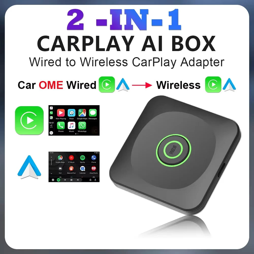 2-in-1 Wireless CarPlay & Android Auto Adapter (OEM Stereo)