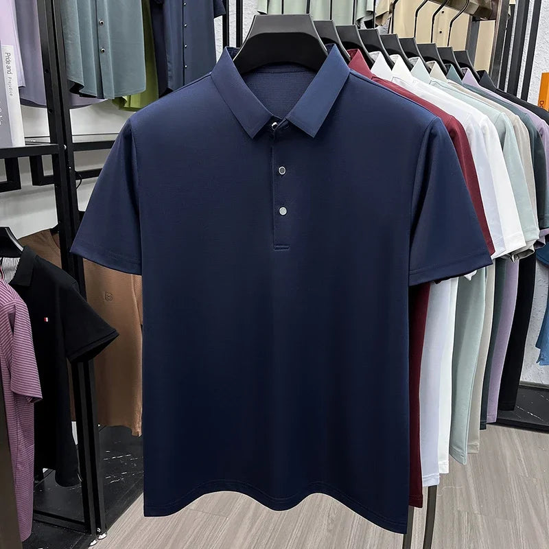 Men's Turn-Down Collar Polo - Quick-Dry Moisture-Wicking, Business