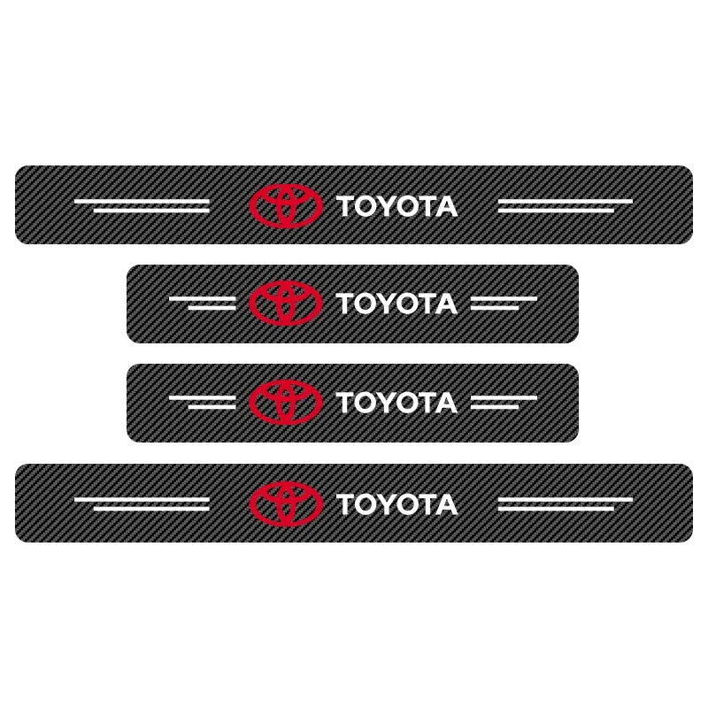 Car Door Threshold Scuff Plate Carbon Fiber Decals Stickers For Toyota RAV4 Corolla Camry Frontier Supra C-HR Hilux Tacoma Prado