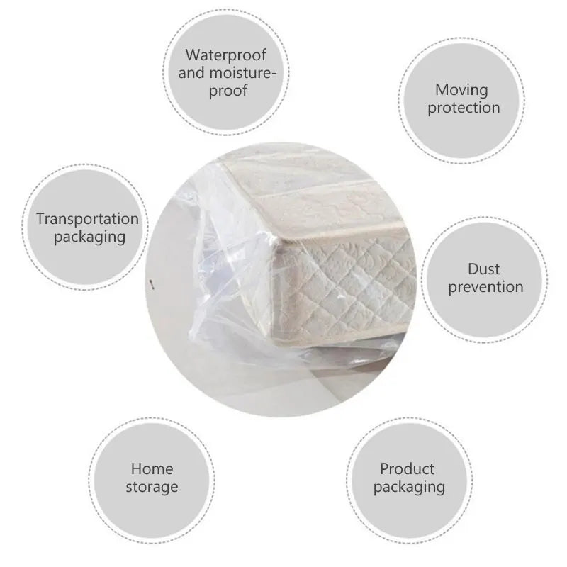 Thickened Mattress Packing Bag for Moving Durable Practical Bed Storage Bag Transparent Pe Plastic Reusable Furniture Dust Cover