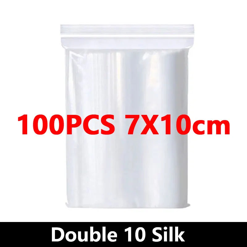 100PCS Thicken Ziplock Sealed Bags – Clear PA+PE Plastic Storage for Jewelry, Food & Packing
