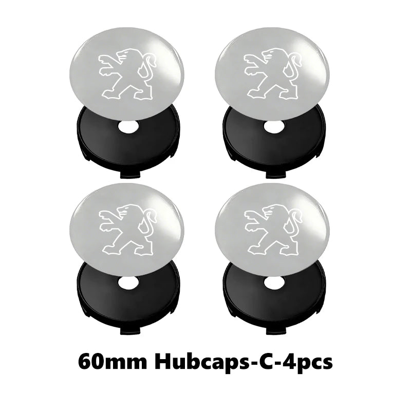 4pcs Car Wheel Center Hub Cap 60mm Universal Anti-Scratch Hub Protector For Peugeot GTLine 308 508 5008 3008 408 206 207 106 406