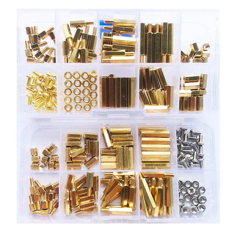 M3 Hex Brass Standoff with Brass Screw Nut Kit PCB Motherboard Standoff Spacer Screw Nut Thread Pillar Mount Male Female Spacer