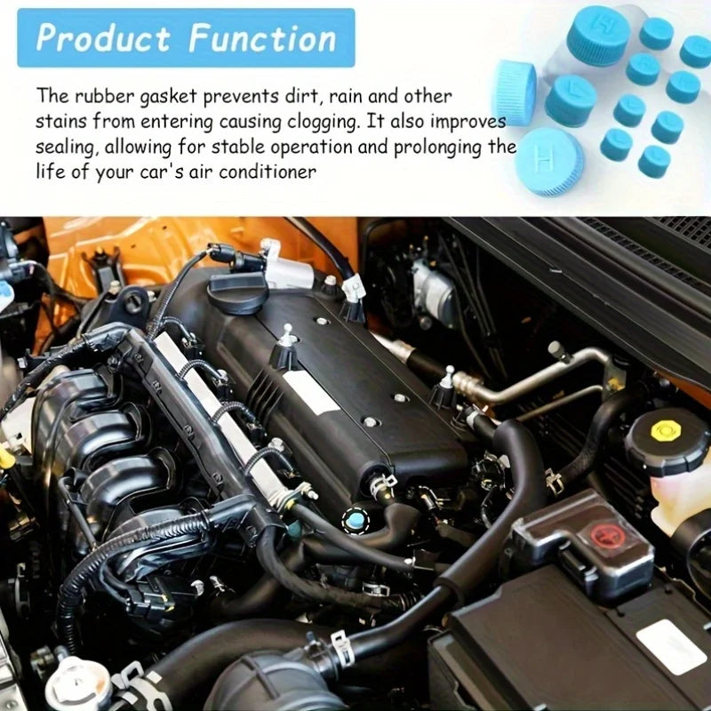 10Pcs/Set Car Air Conditioner Dust Valve Caps for R134A AC System,AC Low/High Pressure Port Cap Replacement Air Conditioner Seal